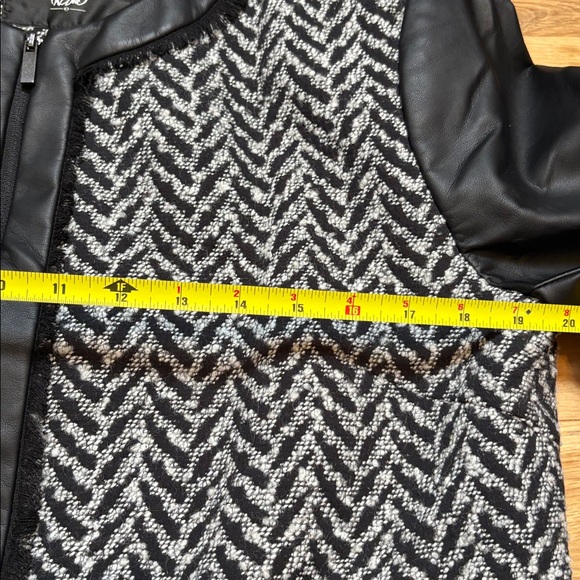 Mossimo Chic Black Tweed and Pleather Zip Up Bomber Jacket Women's L - Picture 9 of 15